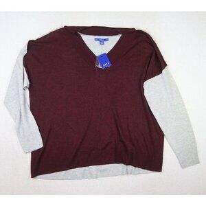 APT. 9 - WOMEN'S MAROON & GRAY V-NECK PULLOVER SWEATER - SIZE PXXL - NWT